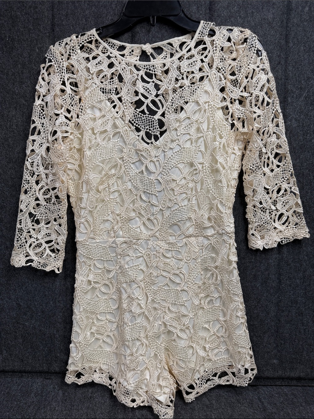 Neiman Marcus Ivory Crochet Lace Romper